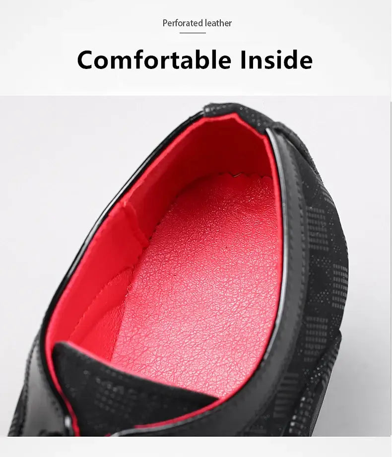 Thick Heel Pointy Toe Leather Shoes For Men