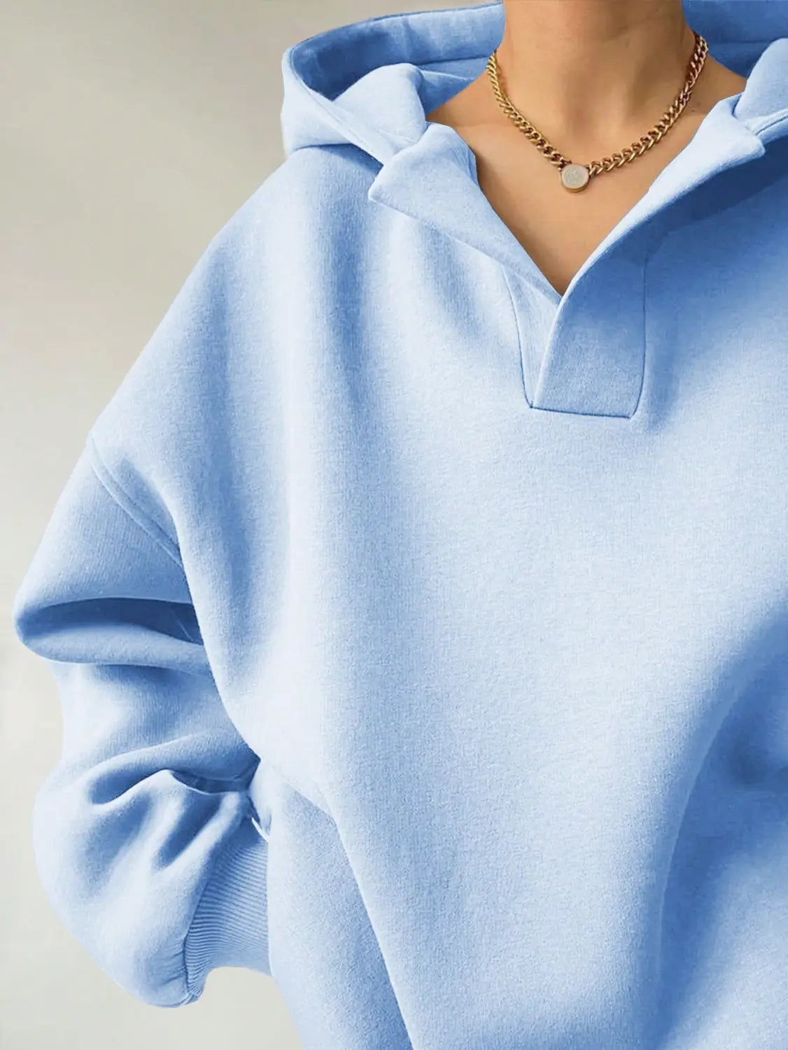 Women’s Solid Color Long Sleeve Hooded Solid Color Loose Sweater