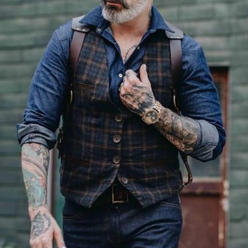 New British Style European And American Check Vest Men