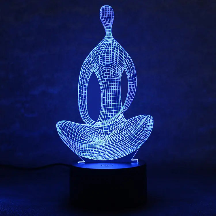 Yoga LED Meditation Of Acrylic Night Light Bedroom Illusion Lamp Livingroom Bedside Decor 3D 7 Color Changing