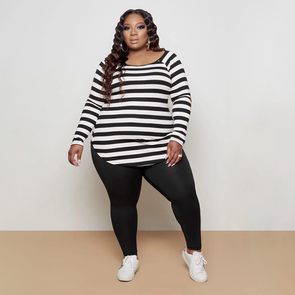 women’s plus size striped casual suit