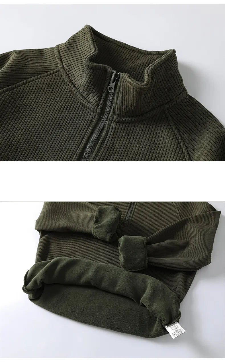 Fashion Stand-collar Fleece Sweatshirt Winter Warm Long Sleeve Top Men’s Clothing