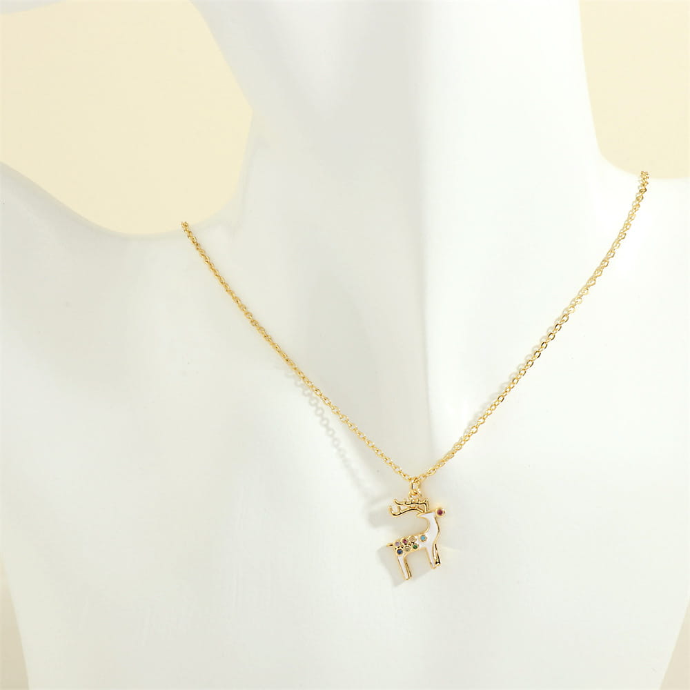 Christmas Tree Santa Claus Elk Snowman Oil-drop Necklace With Colored Rhinestones Ins Festival Clavicle Chain Necklace