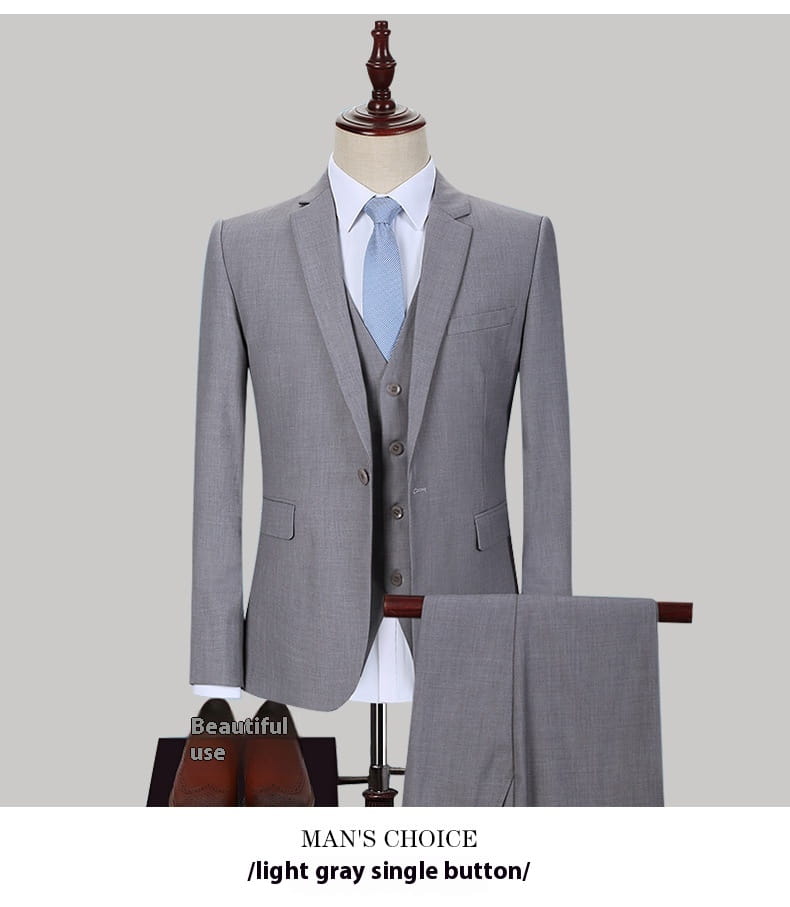 Dark Green Suit Suit Men’s Three-piece Suit Korean Slim Suit Business