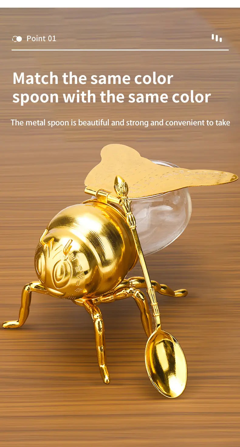 Bee Shaped Honey Jar With Spoon Kitchen Gadgets