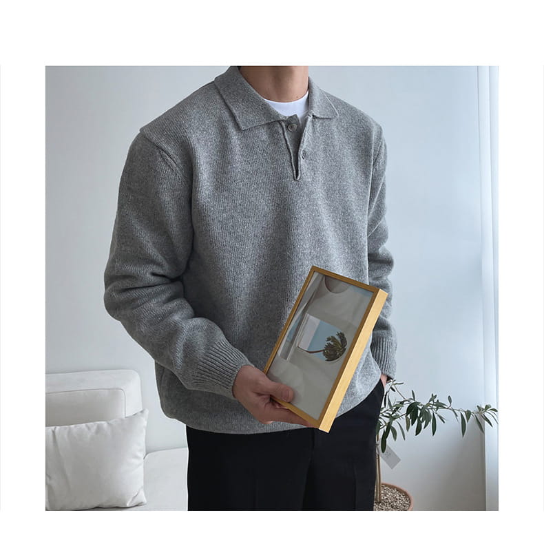 Solid Color Sweater Men’s Versatile Casual Korean Style