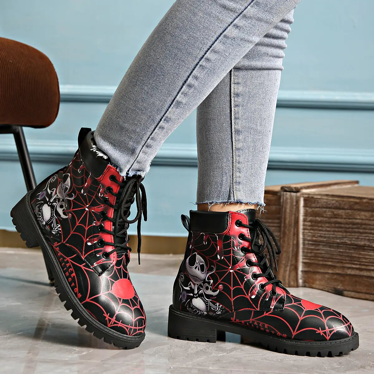 Printed short boots for women