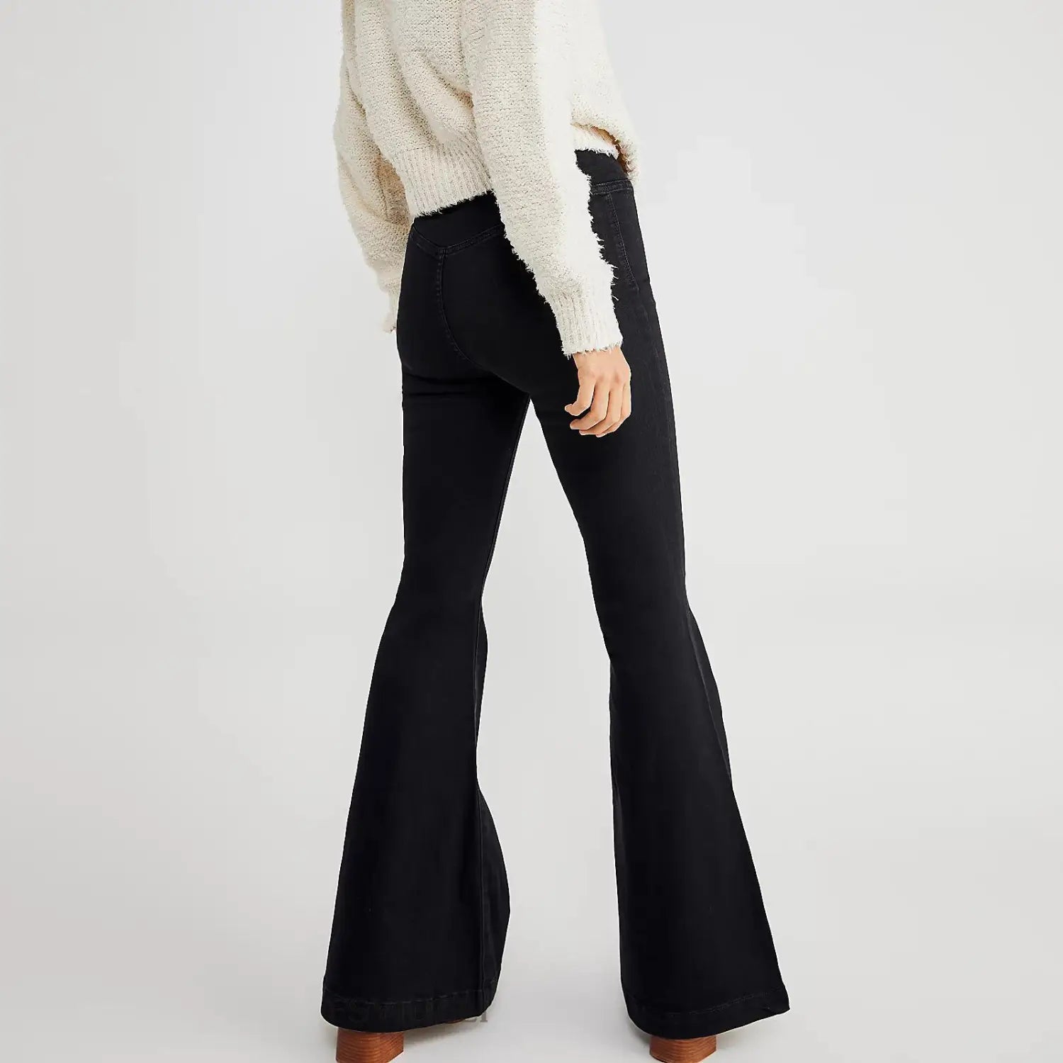 Women’s Waist Irregular Slim-fit Slimming Stretch Denim Flared Pants