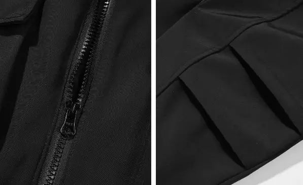 Men And Women With Standing Collars Large Pockets And Hooded Jackets