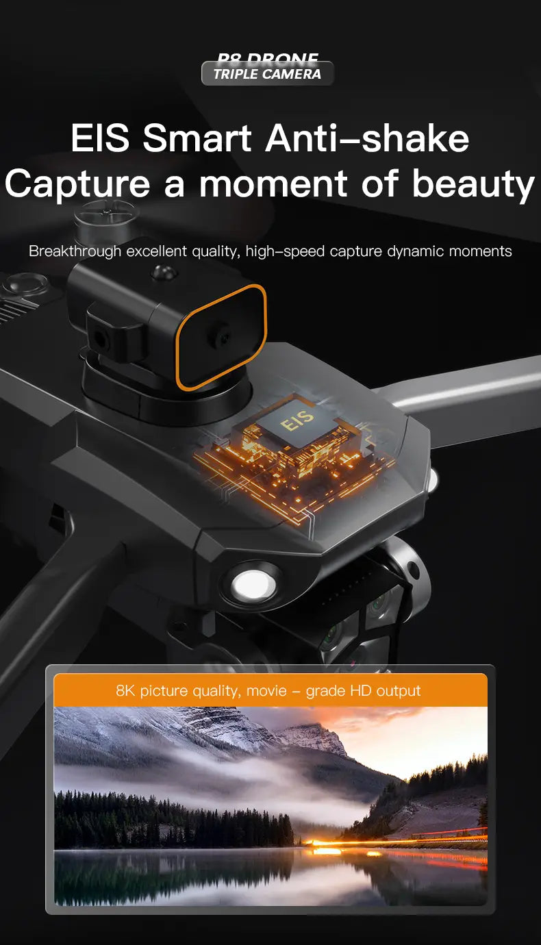 P8 Pro HD Aerial Photography Five Lens Obstacle Avoidance Drone Automatic Return GPS Quadcopter Remote Control Airplane