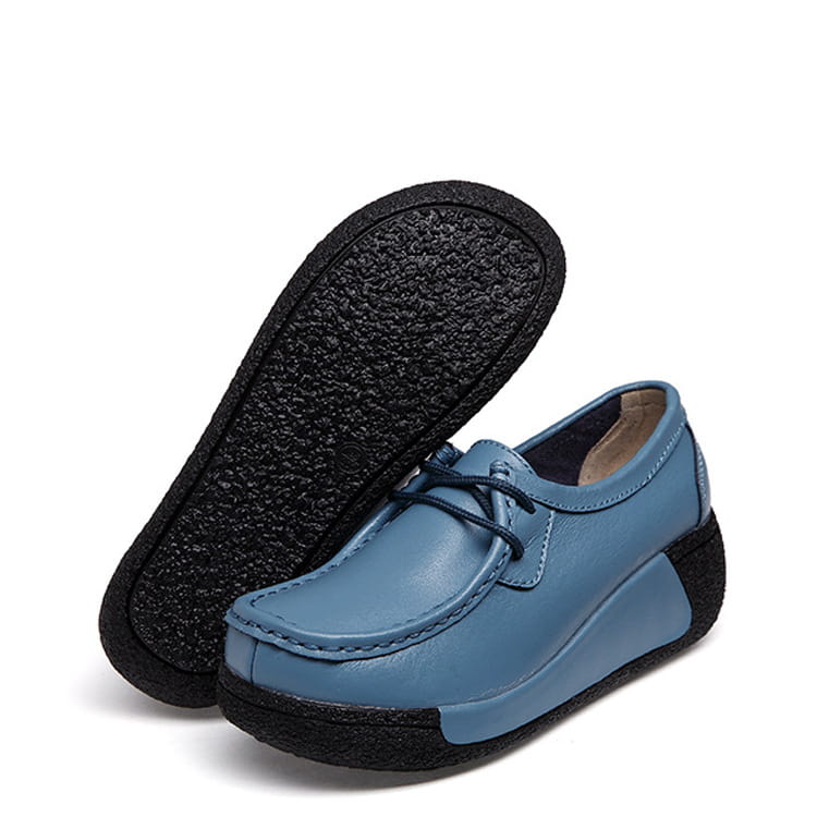 Direct manufacturers with thick soles muffin ladies casual shoes leather shoes with a solid set foot on behalf