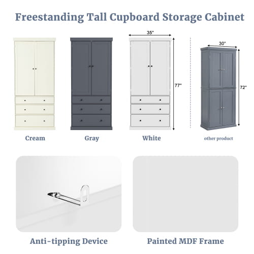 Seventy seven Inch Farmhouse Kitchen Storage Room