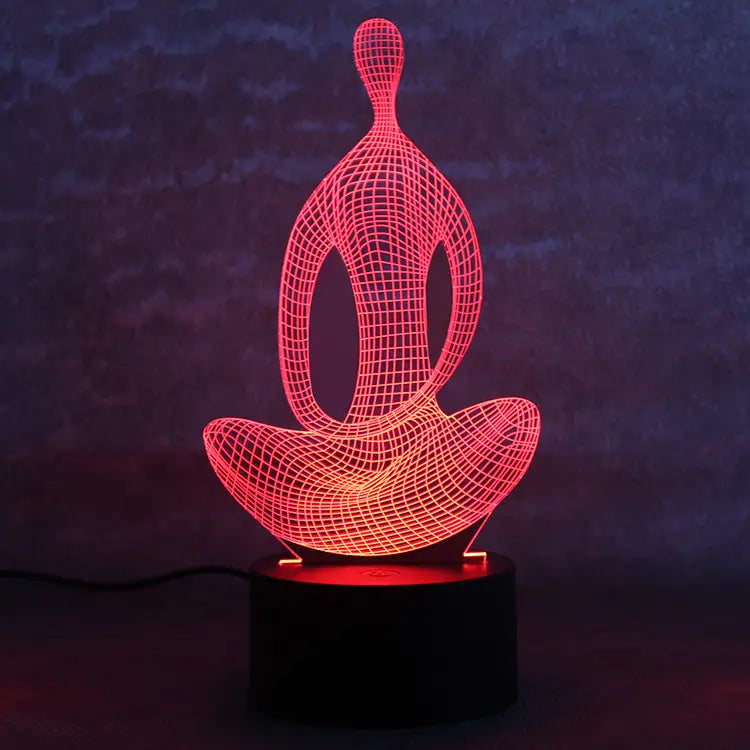 Yoga LED Meditation Of Acrylic Night Light Bedroom Illusion Lamp Livingroom Bedside Decor 3D 7 Color Changing