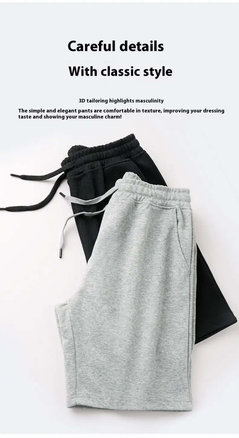 Men’s And Women’s Same Heavy Knit Sports Drawstring Straight Shorts