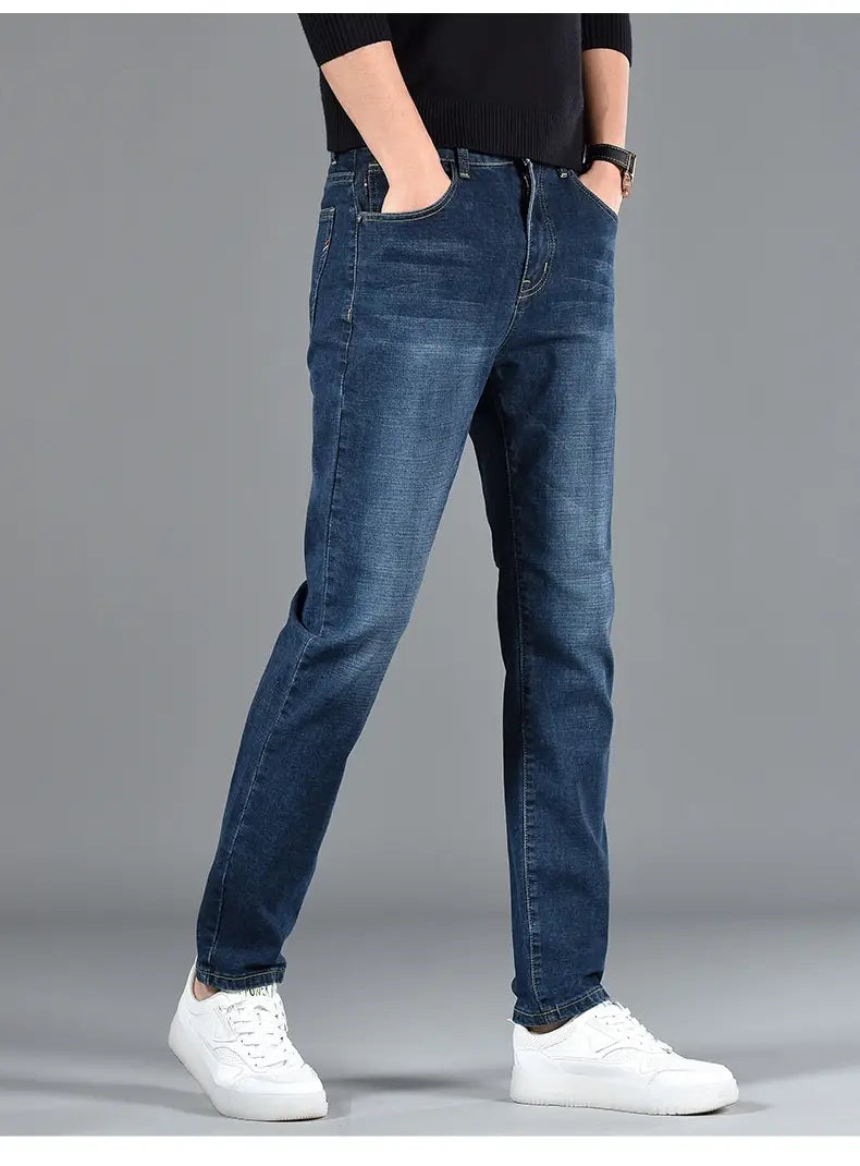 New Slim Fit Youth Casual Straight-leg Cotton Jeans Men