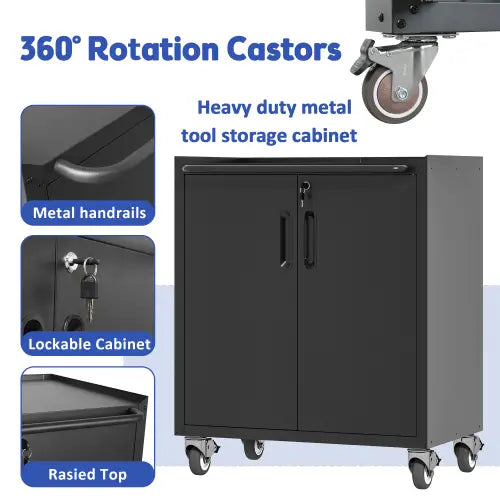 Heavy-Duty Metal Garage Storage Cabinet With Wheels