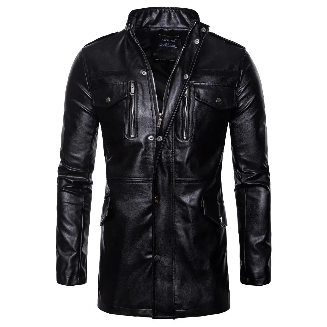 Stand-up Collar men’s Leather Jacket