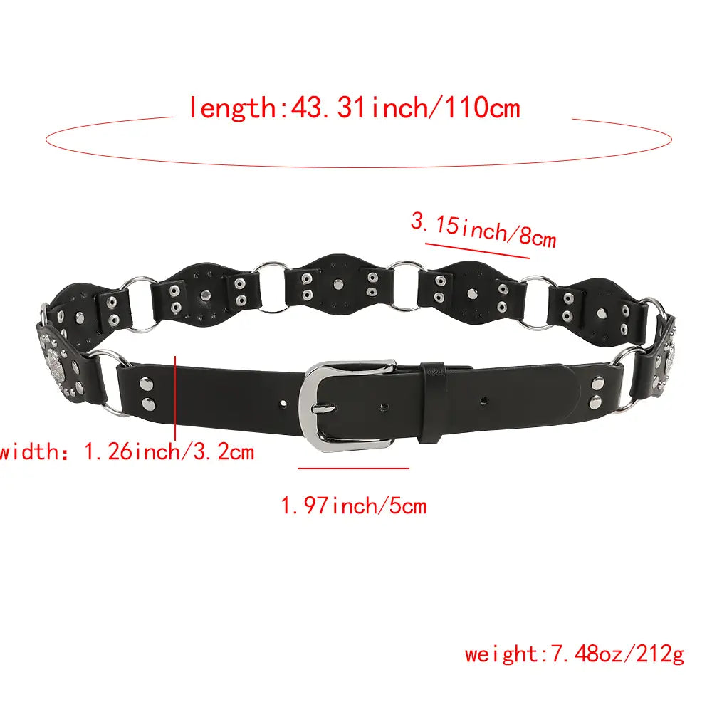 Vintage Belts For Both Men And Women With Handsome Riveted Metal Buckle Punk Hip Hop Fashion Accessories