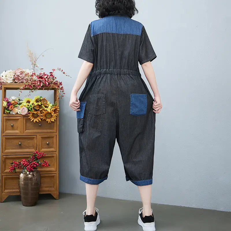 Women’s Fashion Drawstring Denim Jumpsuit