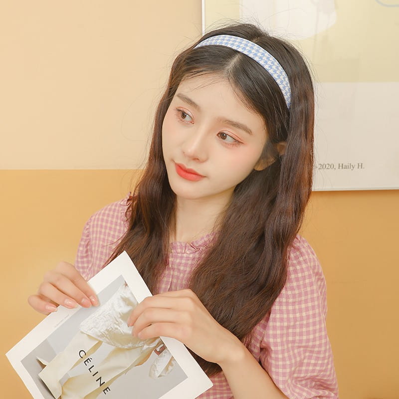 Hong Kong Style Houndstooth Headband Outer Wear Simple Female Hair Band Hair Tie