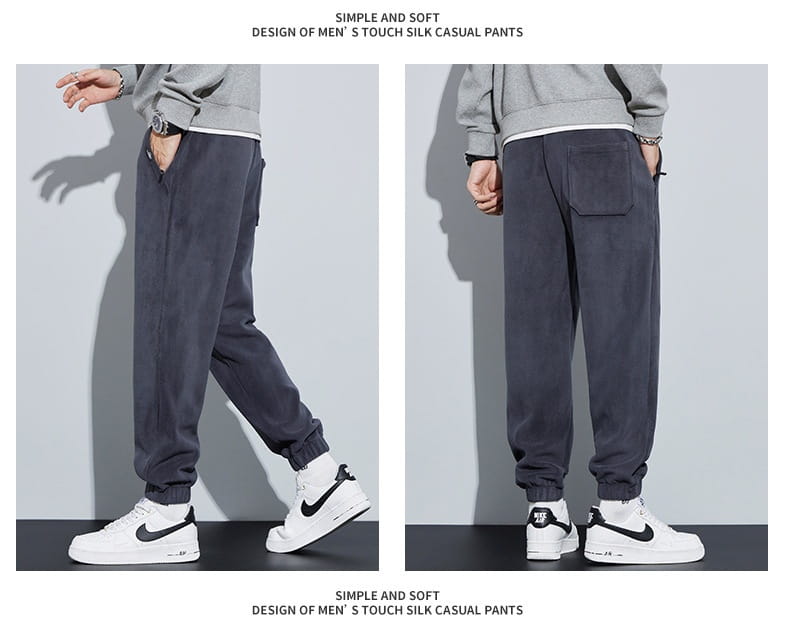 Thickened Outer Wear Loose Double-sided Velvet Ankle-tied Sports Pants For Men