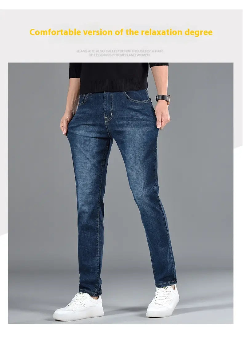 New Slim Fit Youth Casual Straight-leg Cotton Jeans Men
