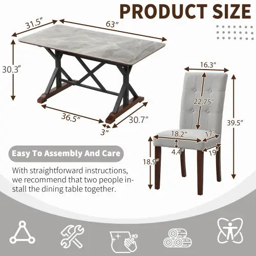 Modern Dining Table For 6-8 7 Piece Kitchen Dining Table Set