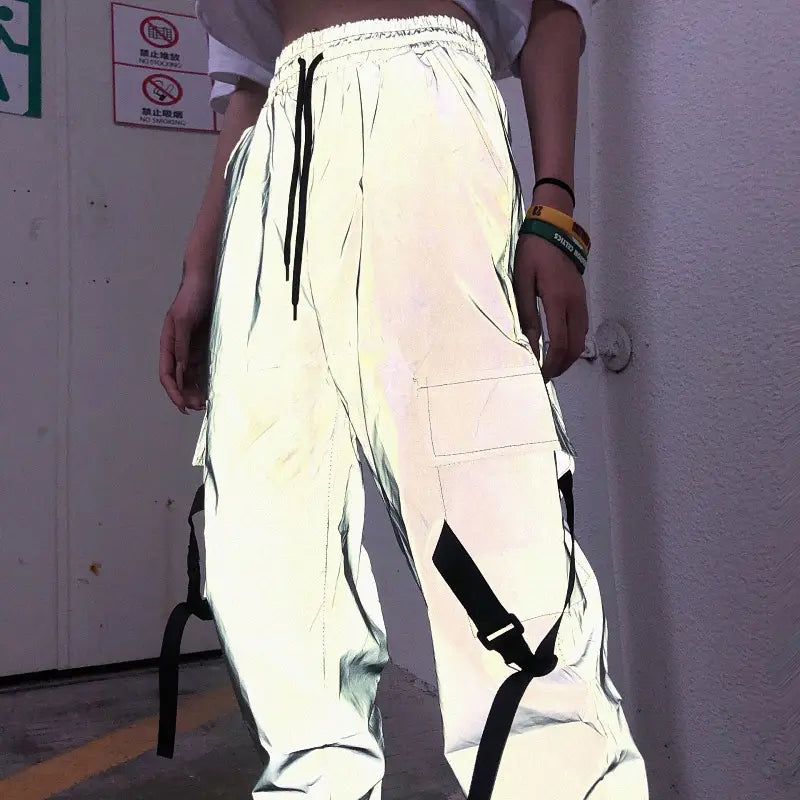 Women’s hip-hop reflective trousers