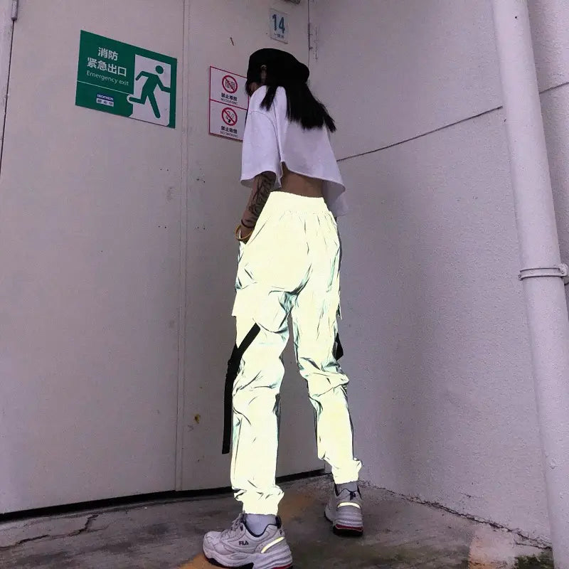 Women’s hip-hop reflective trousers