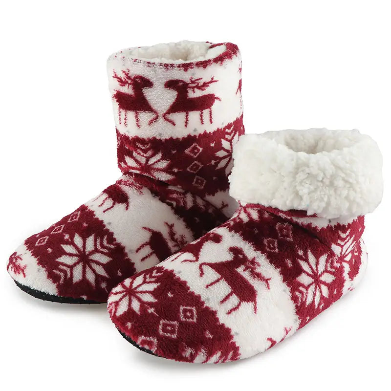 Christmas Elk Floor Shoes Indoor Socks Shoes Warm Plush House Slippers