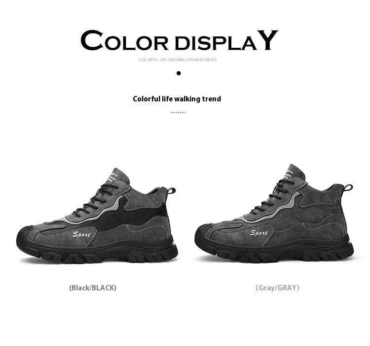 Winter Fleece-lined Thick High Waist Casual Cotton-padded Shoes Men’s Hiking Shoes