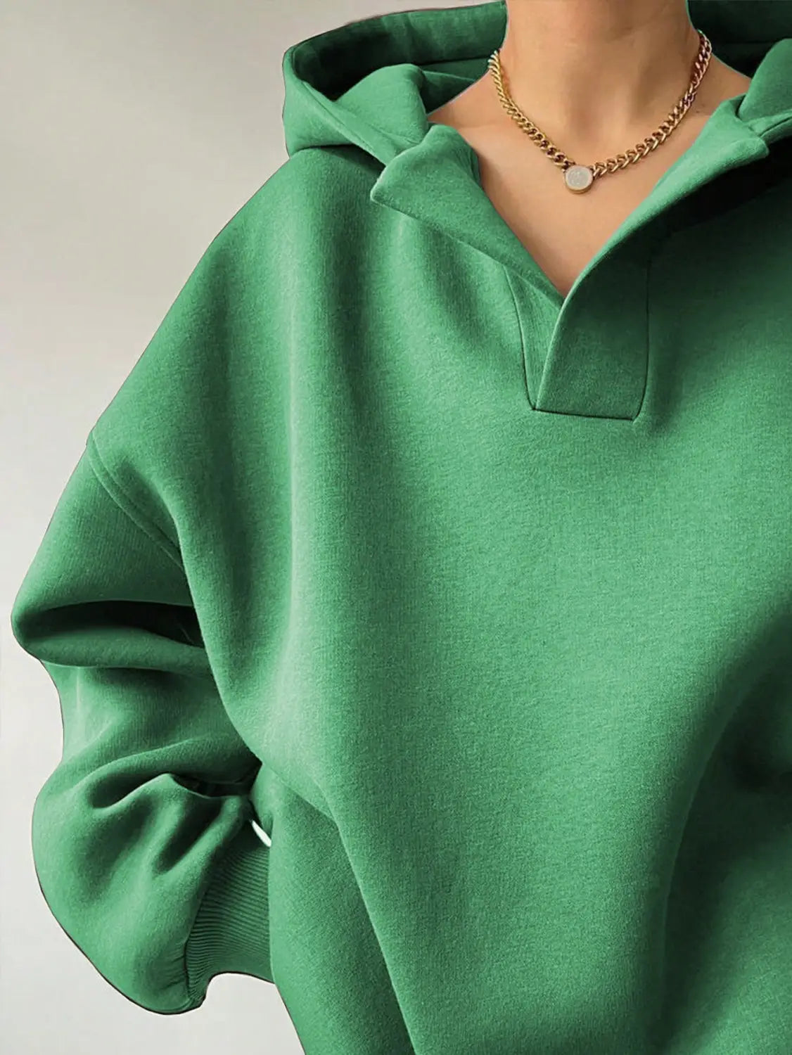 Women’s Solid Color Long Sleeve Hooded Solid Color Loose Sweater