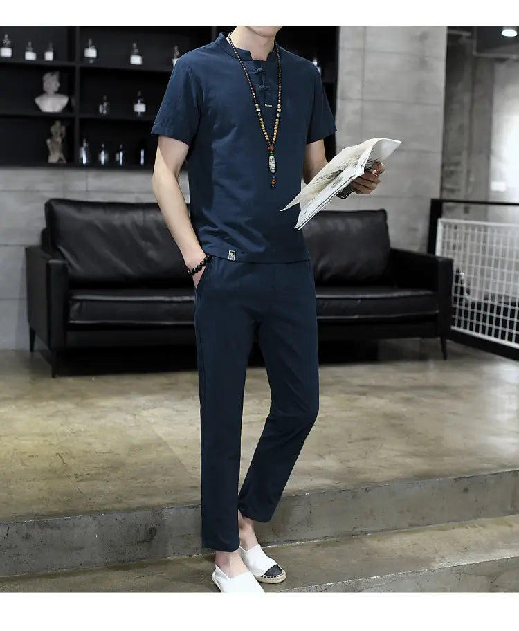 T-shirt Casual Trousers Two-piece Suit For Men