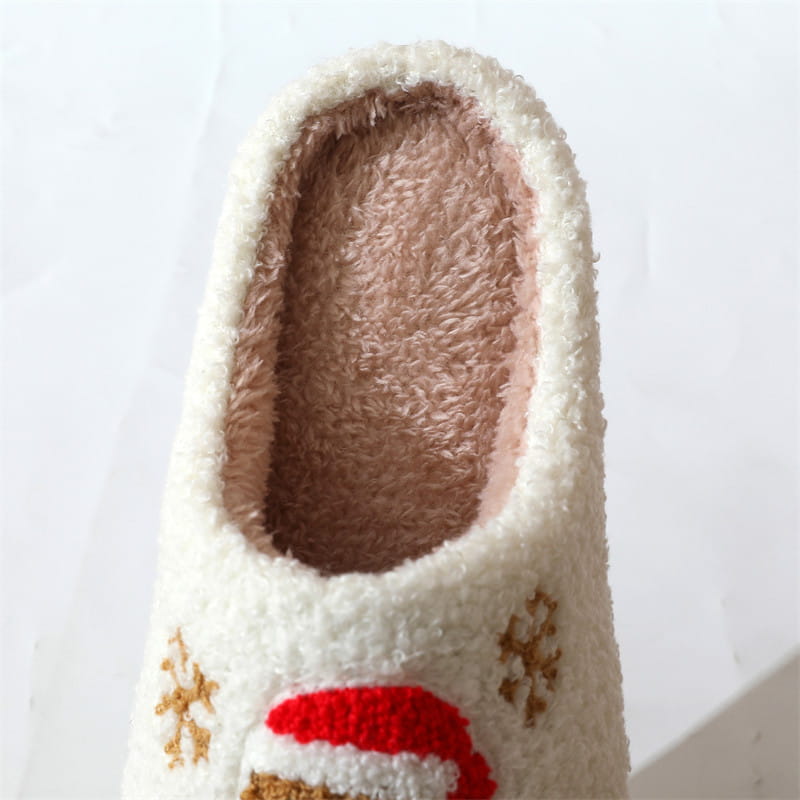 Christmas Snowflake Gingerbread Slippers Winter Indoor Non-slip Floor Bedroom Fuzzy House Shoes For Women Home Slippers