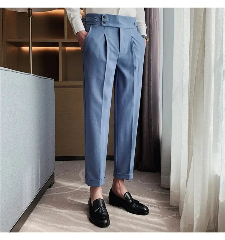 High-waisted Trousers Striped Casual Men