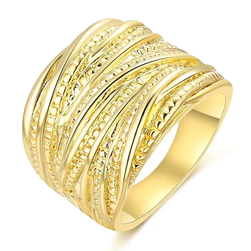 Retro Double Gold Texture Men’s And Women’s Rings Fashion