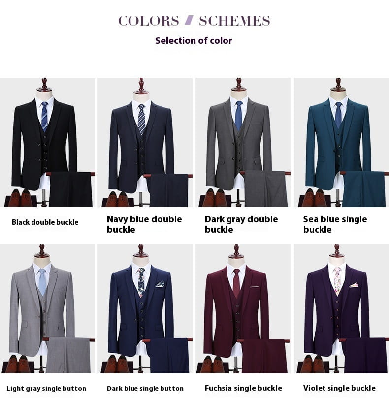 Dark Green Suit Suit Men’s Three-piece Suit Korean Slim Suit Business