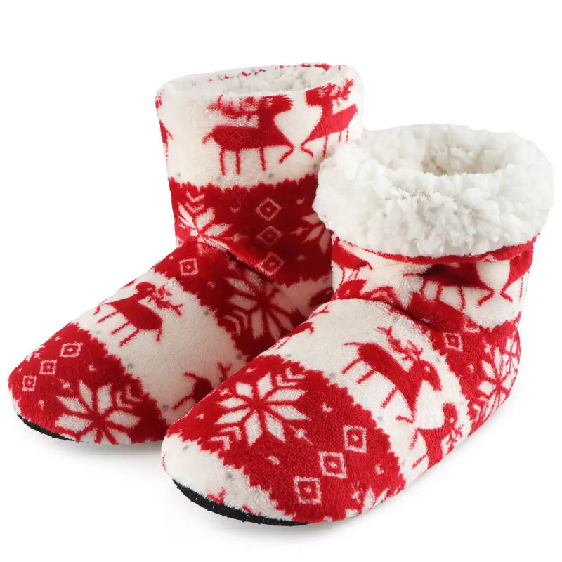 Christmas Elk Floor Shoes Indoor Socks Shoes Warm Plush House Slippers