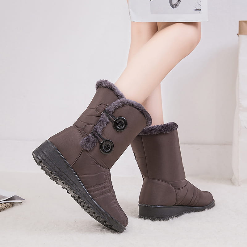 Warm women’s snow boots button waterproof boots