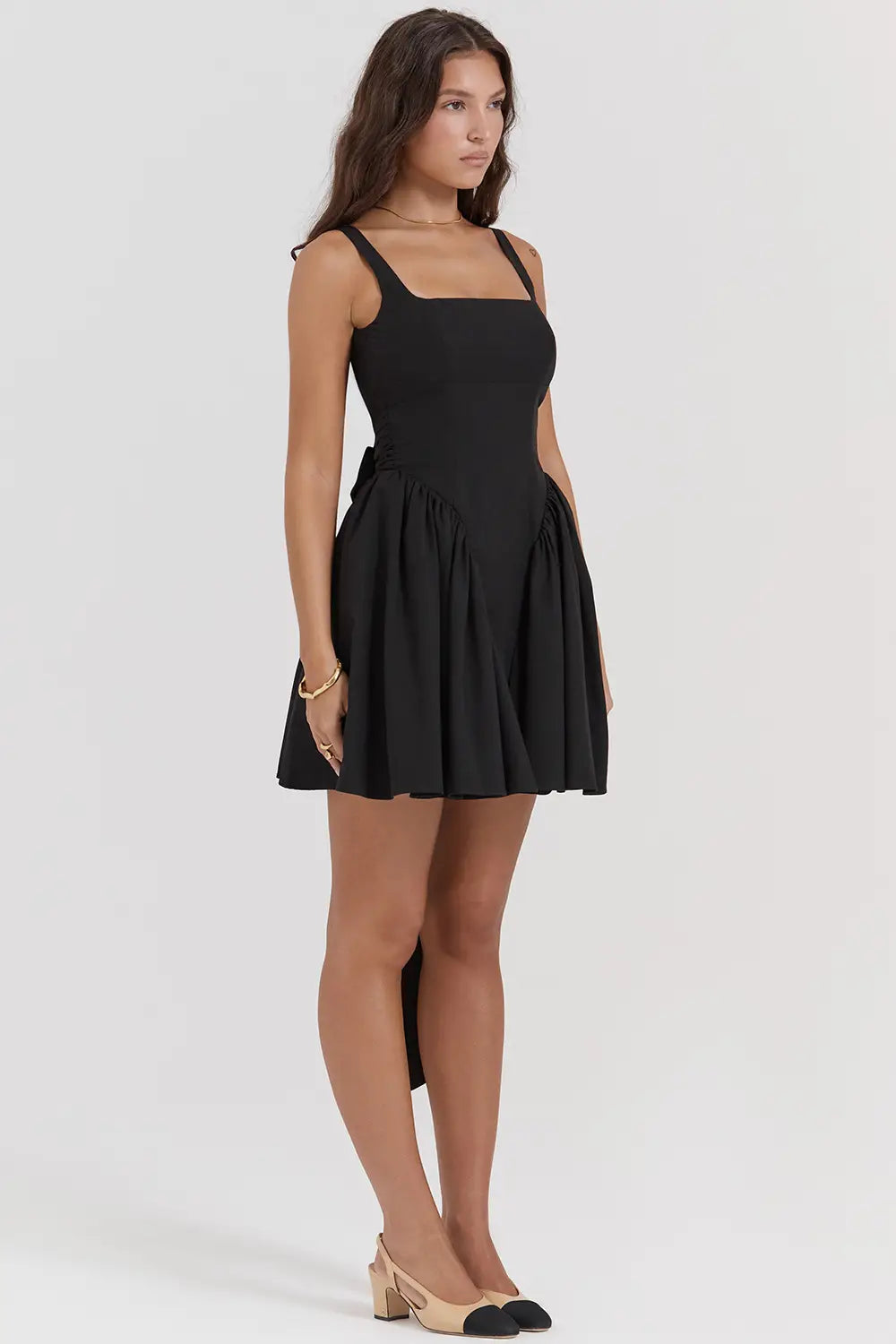 Square Neck Sleeveless Dress With Backless Bow Design Summer Fashion Slim Short Dresses For Women Clothing