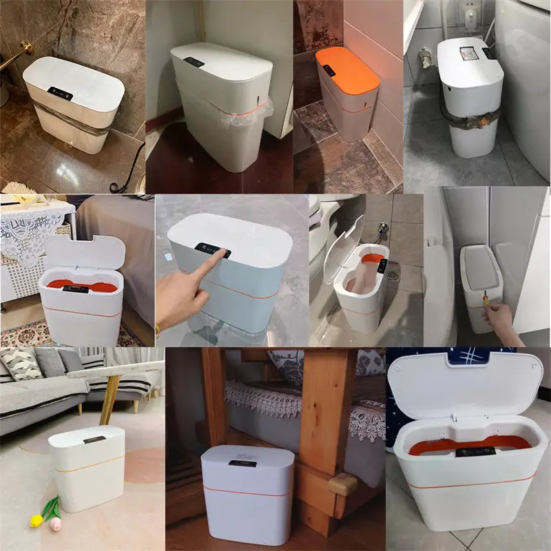 Smart Trash Can With Lid For Bedroom And Living Room Kitchen Storage Box Trash Can Induction Small Car Box Automatic