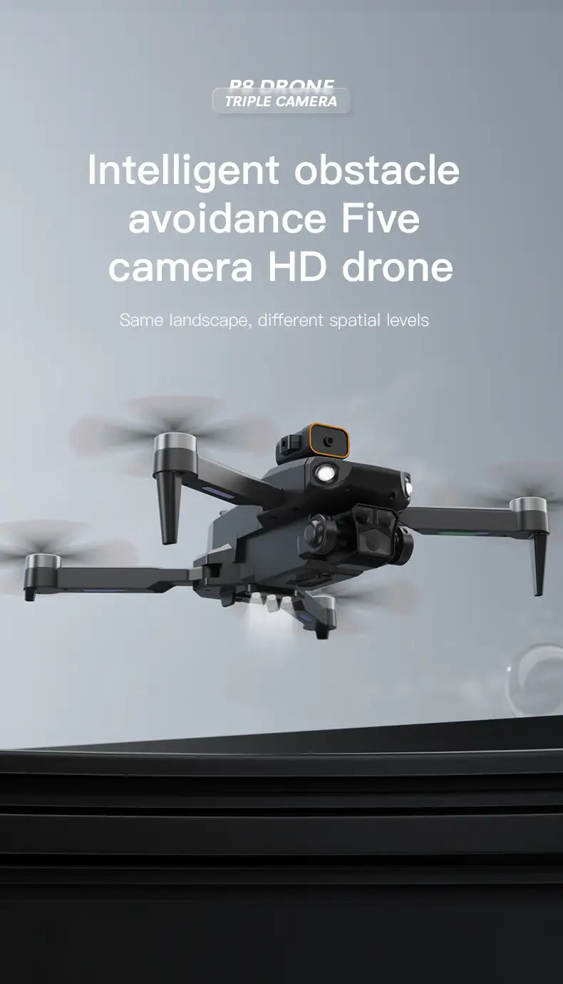 P8 Pro HD Aerial Photography Five Lens Obstacle Avoidance Drone Automatic Return GPS Quadcopter Remote Control Airplane