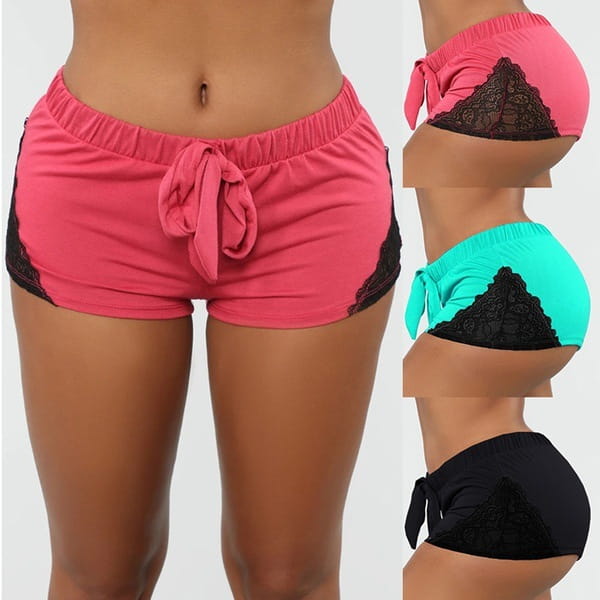 Women’s Fashion Lace Patchwork Sports Yoga Shorts