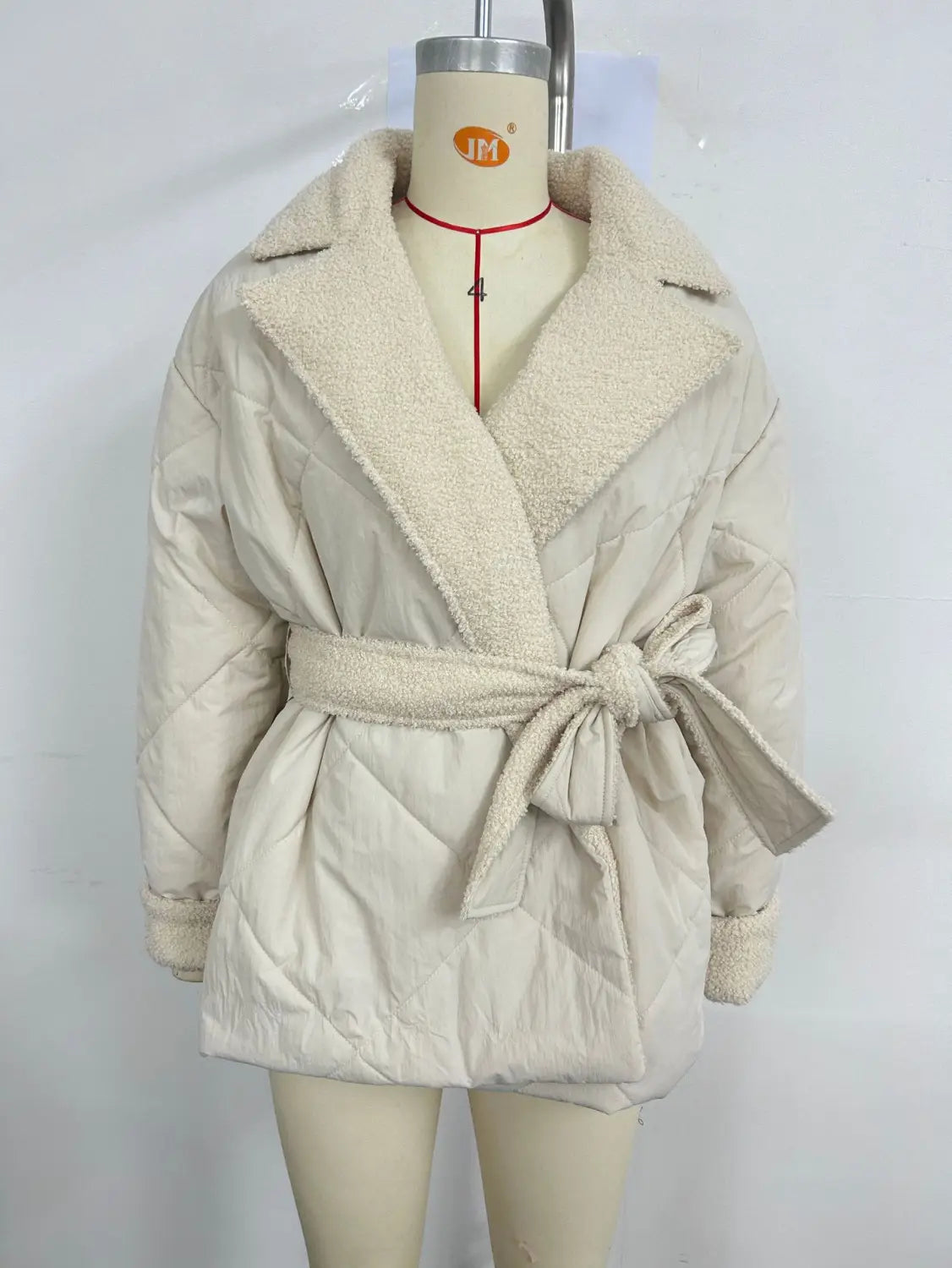Winter Lapel Plaid Coat Fashion All-match Waist-tied Design Coat For Women Outwear Clothing