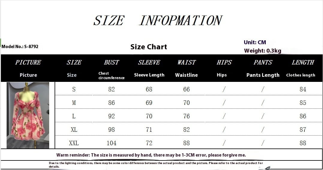 Women’s Flared Long Sleeve Tied Lotus Leaf Flower Print Dress