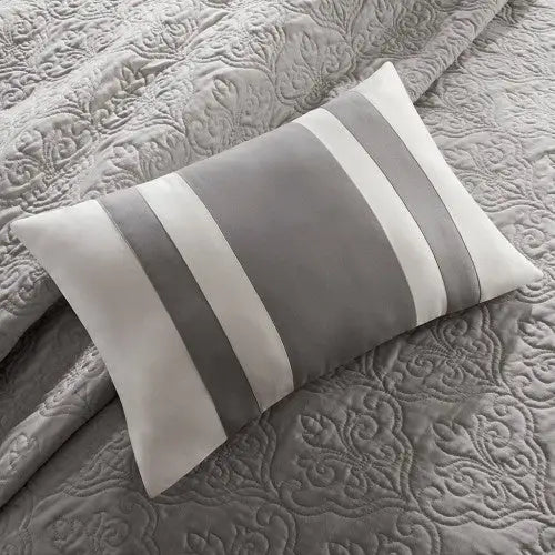 7 Piece Quilt Set With Euro Shams And Throw Pillows Beige King Cal King - 5