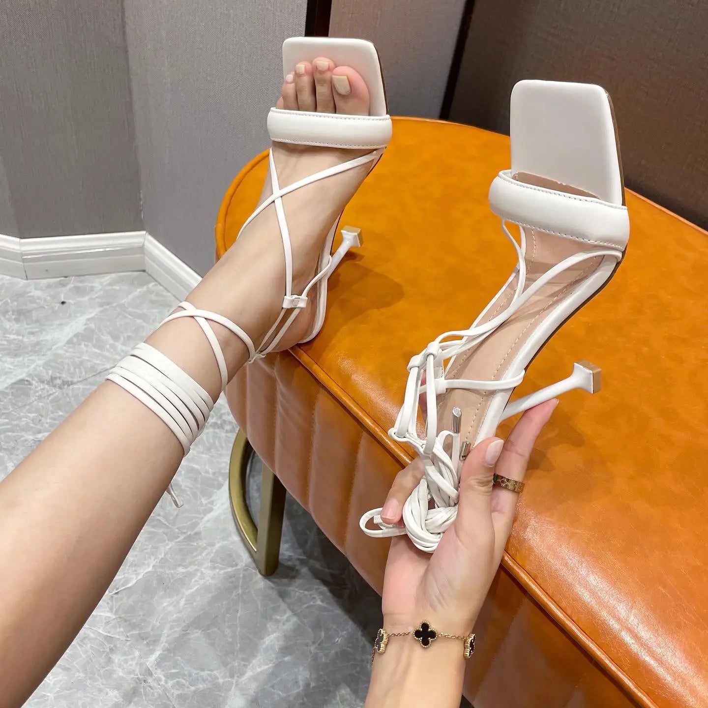 Stiletto Cutout Ankle Strap Stiletto Heels