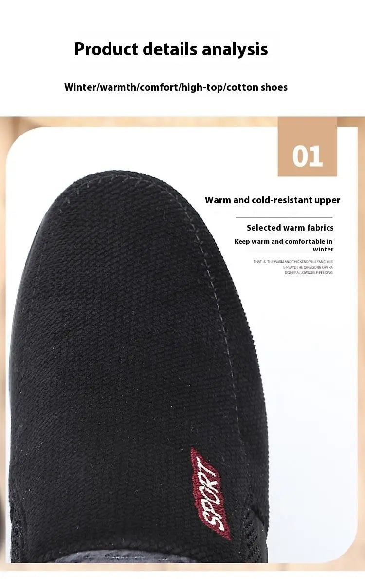 Men’s Shoes Thermal Non-slip Cotton-padded Shoes Casual Slip-on Old Beijing Cloth Shoes