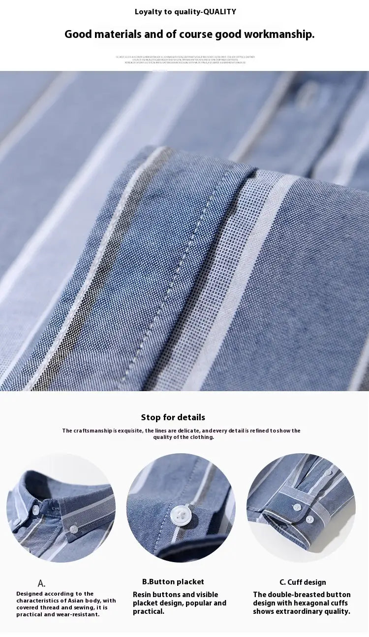Striped Cotton Oxford Anti-wrinkle Casual Shirt For Men
