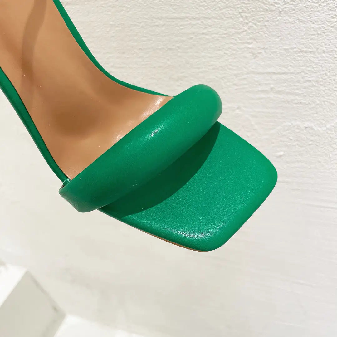 One Word Strap High Heels Square Toe Stiletto Strap Fashion Fashionable Women